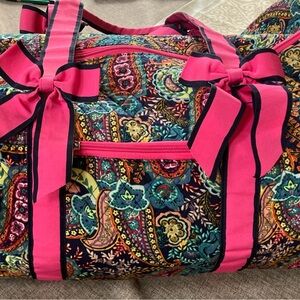 Belvah Hot Pink Paisley Quilted Travel Duffel Bag